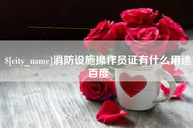 沙洋消防设施操作员证有什么用途百度