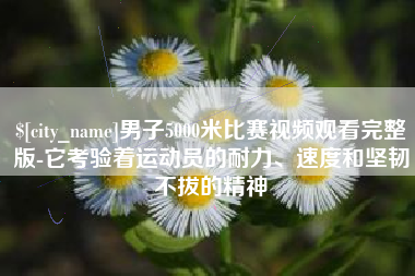 沙洋男子5000米比赛视频观看完整版-它考验着运动员的耐力、速度和坚韧不拔的精神